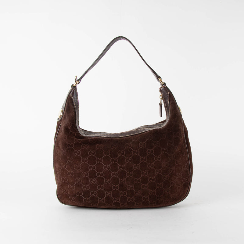 Gucci Brown Gucissima Suede Hobo Bag