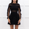 Self-Portrait Black Lace Top Button Front Pleated Mini Dress