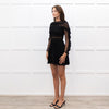 Self-Portrait Black Lace Top Button Front Pleated Mini Dress