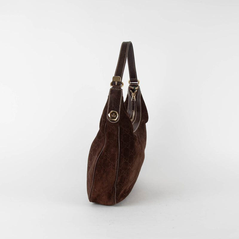 Gucci Brown Gucissima Suede Hobo Bag