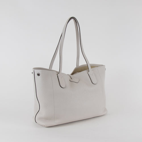 Longchamp Pale Grey Le Roseau Essential Grained Leather Top Handle Tote Bag
