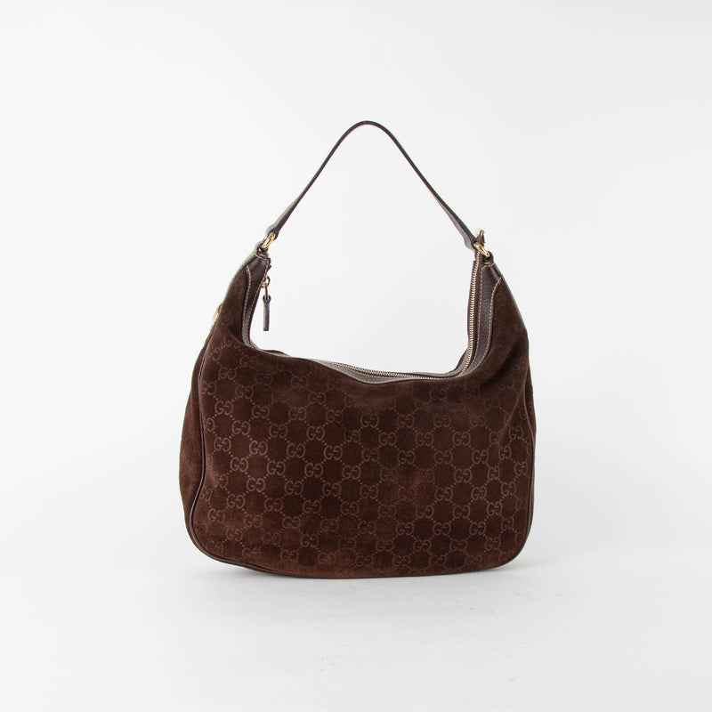 Gucci Brown Gucissima Suede Hobo Bag