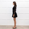 Self-Portrait Black Lace Top Button Front Pleated Mini Dress
