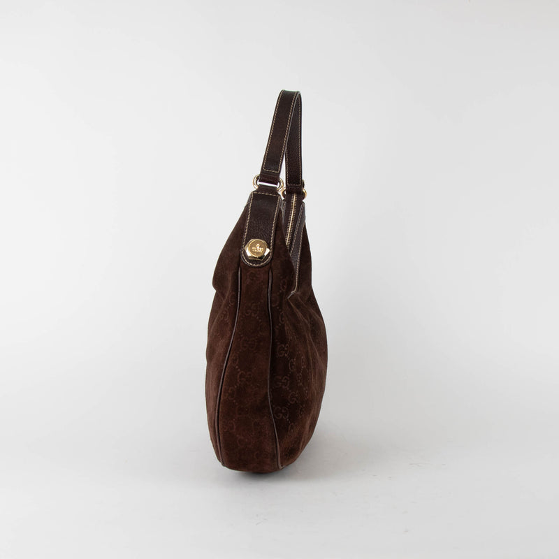 Gucci Brown Gucissima Suede Hobo Bag