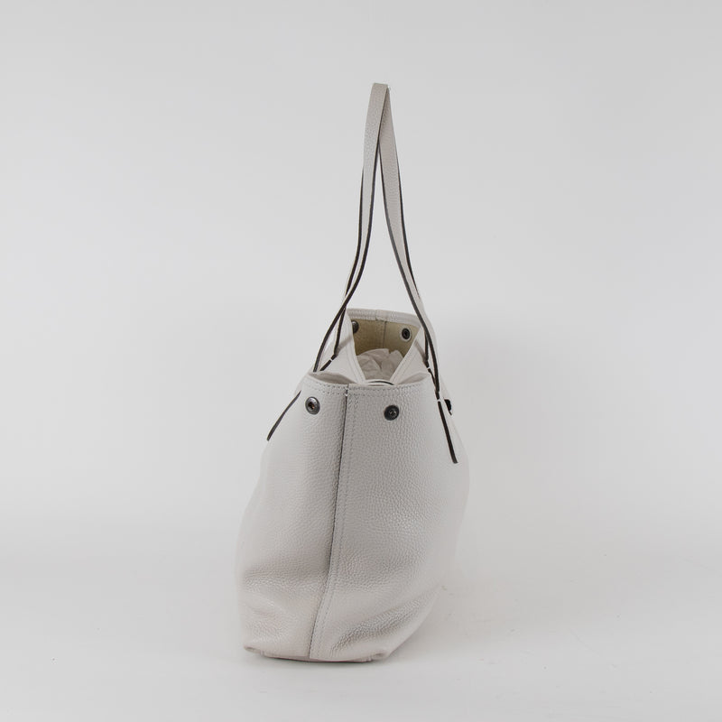 Longchamp Pale Grey Le Roseau Essential Grained Leather Top Handle Tote Bag