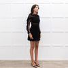 Self-Portrait Black Lace Top Button Front Pleated Mini Dress