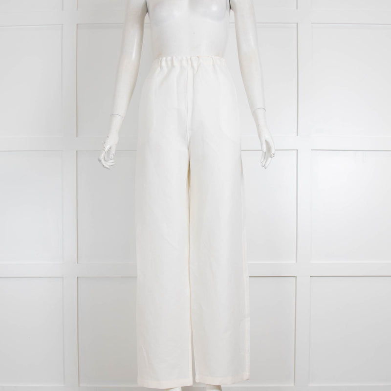 Toteme White Linen Drawstring Trousers
