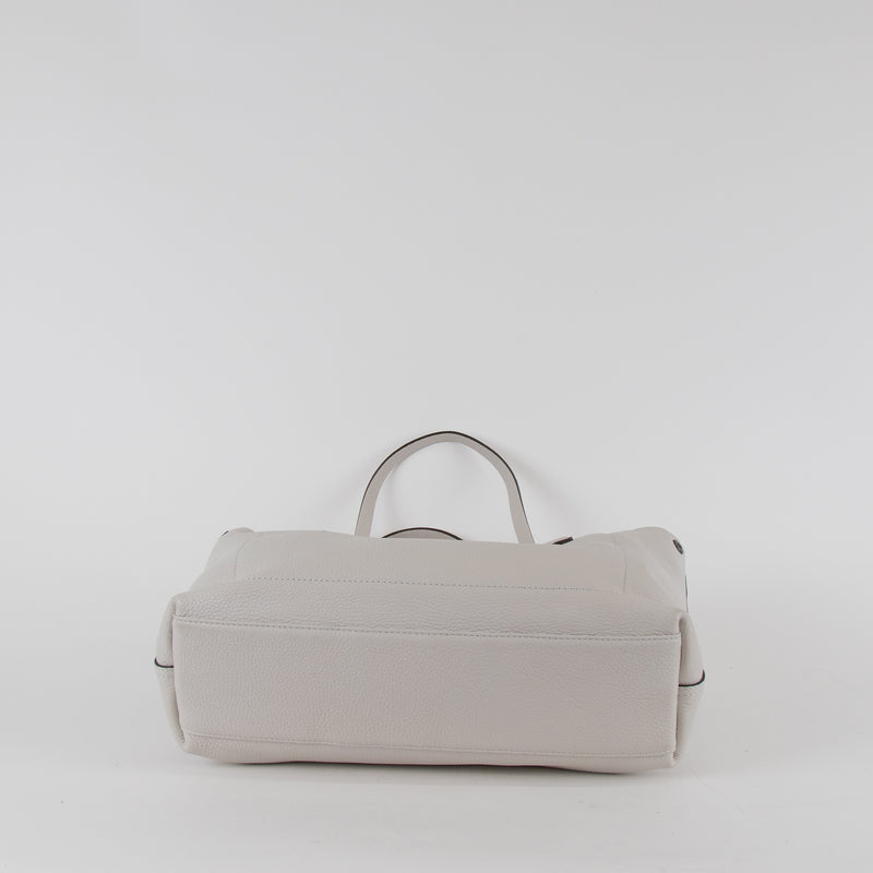 Longchamp Pale Grey Le Roseau Essential Grained Leather Top Handle Tote Bag