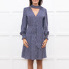 Me + Em  Navy Floral Print Pussy Bow Long Sleeve Dress