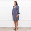 Me + Em  Navy Floral Print Pussy Bow Long Sleeve Dress