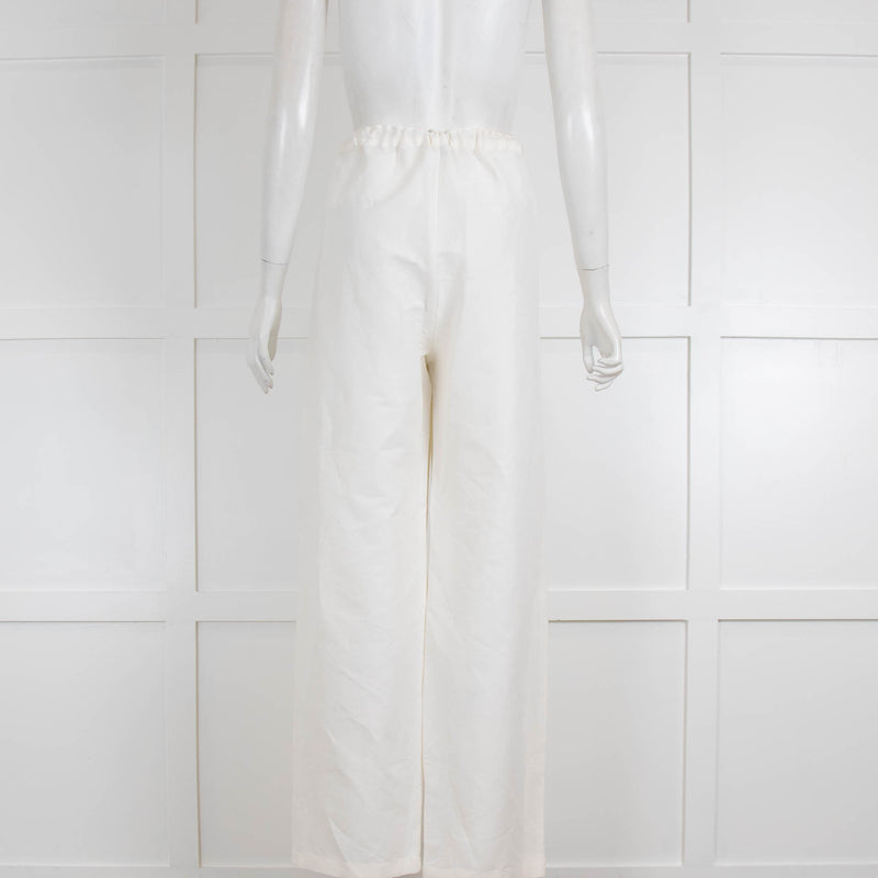 Toteme White Linen Drawstring Trousers