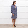 Me + Em  Navy Floral Print Pussy Bow Long Sleeve Dress