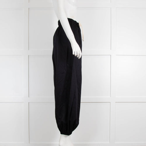 Vika2.0 Black Drawstring Waist Cuffed Trousers