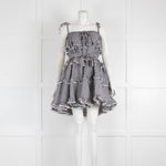 Innika Choo Black White Gingham Scallop Frill Short Dress