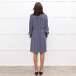 Me + Em  Navy Floral Print Pussy Bow Long Sleeve Dress