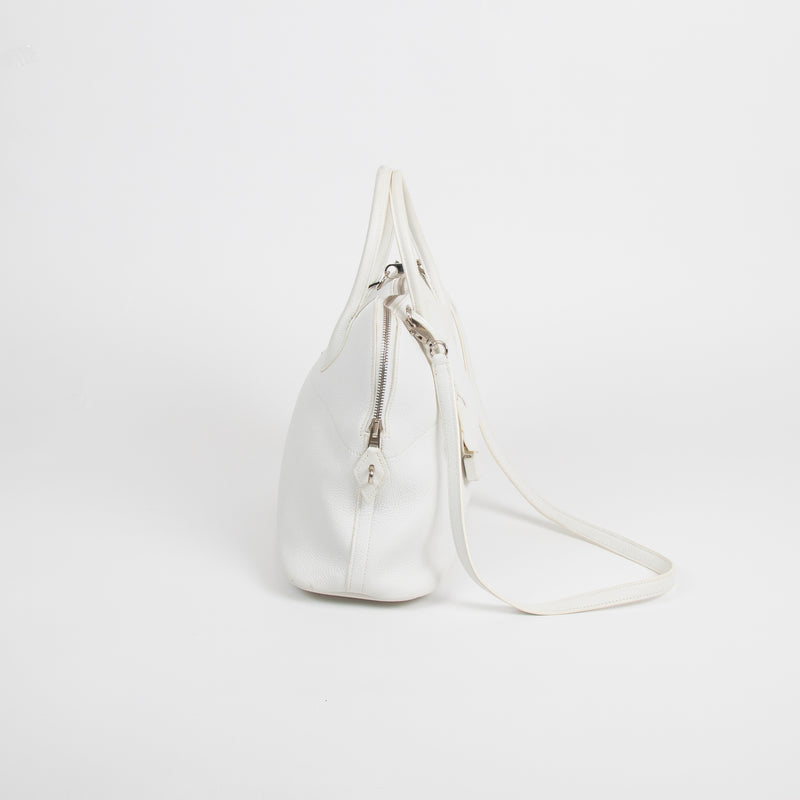 Hermes White Bolide 31 Leather Handbag