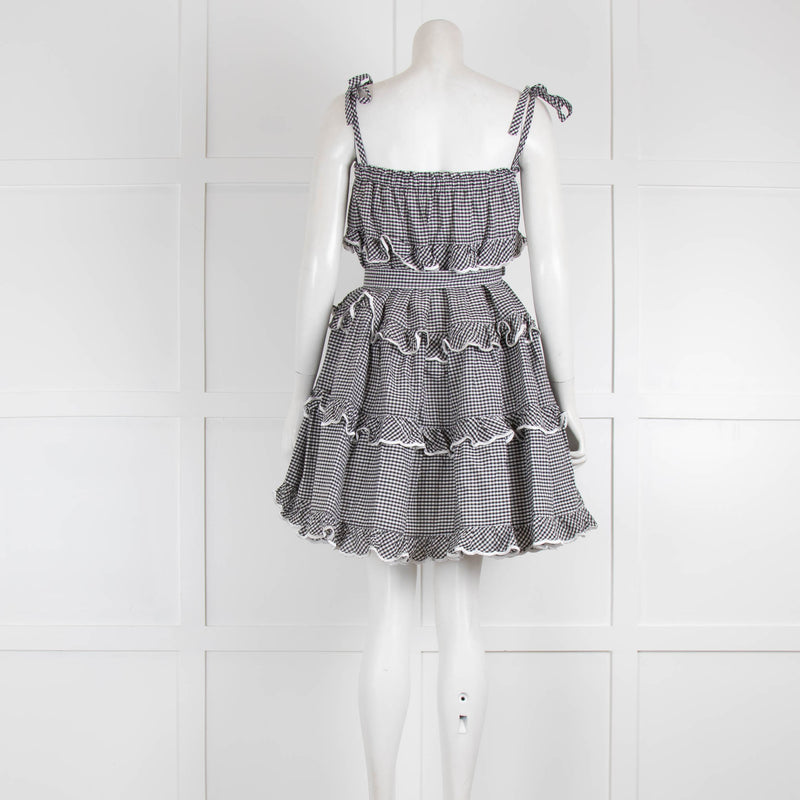 Innika Choo Black White Gingham Scallop Frill Short Dress
