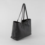 Longchamp Le Roseau Essential Black Grained Leather Tote Bag