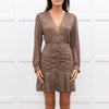 Sandro Brown Flower Print Long Sleeve Dress