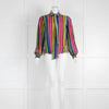 Tabitha Webb Multicolored Stripes Long Sleeve Belted Blouse