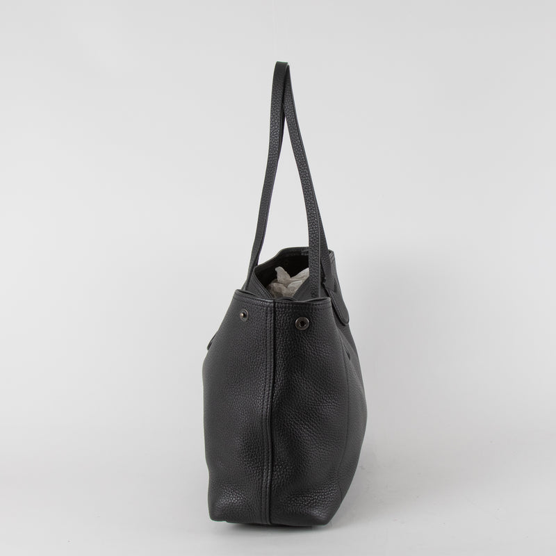 Longchamp Le Roseau Essential Black Grained Leather Tote Bag