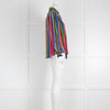 Tabitha Webb Multicolored Stripes Long Sleeve Belted Blouse