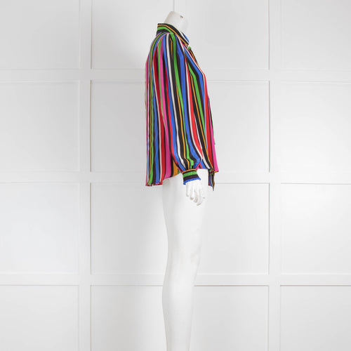 Tabitha Webb Multicolored Stripes Long Sleeve Belted Blouse