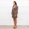 Sandro Brown Flower Print Long Sleeve Dress