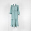 Cefinn Green Houndstooth Loretta Dress with Tiered Skirt