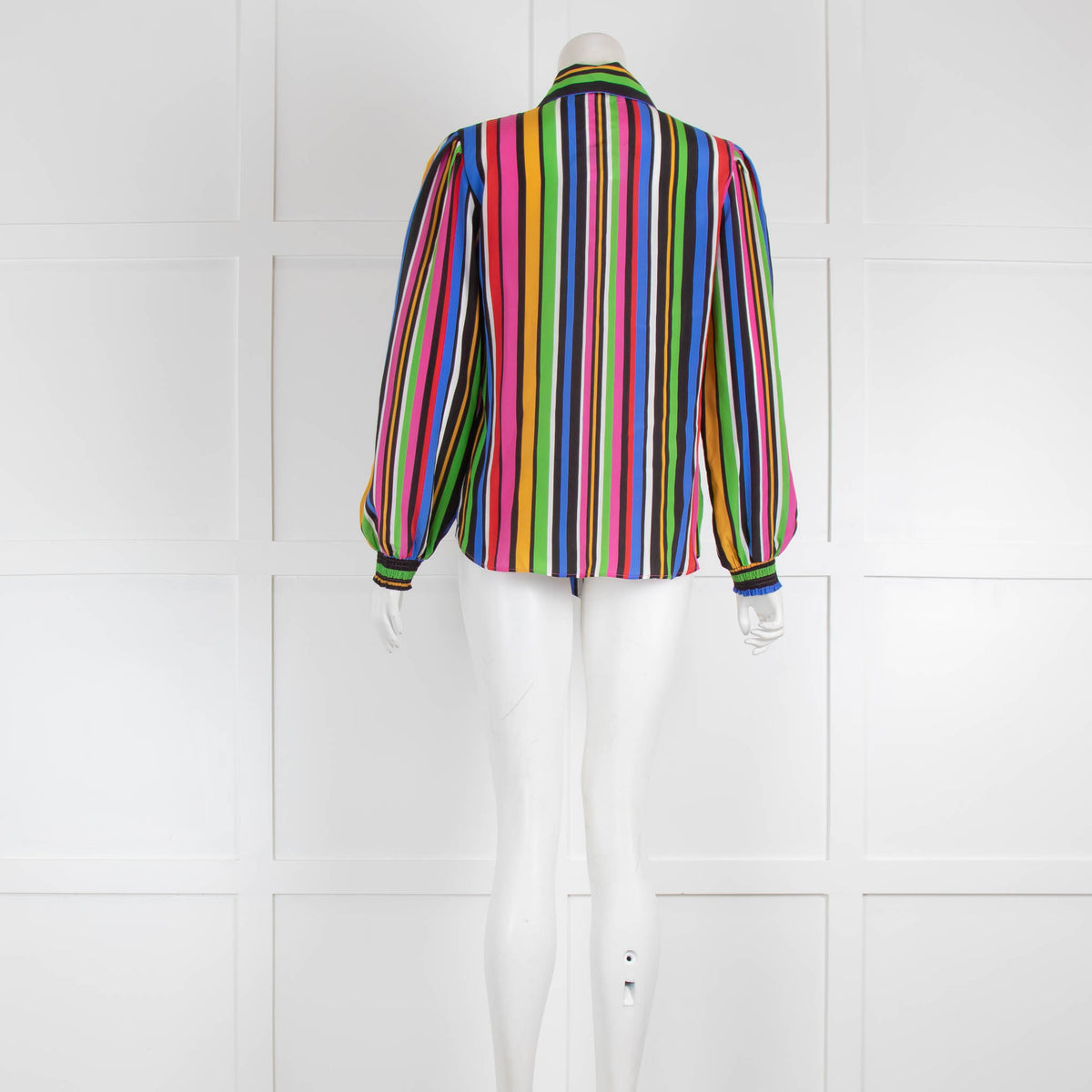 Tabitha Webb Multicolored Stripes Long Sleeve Belted Blouse