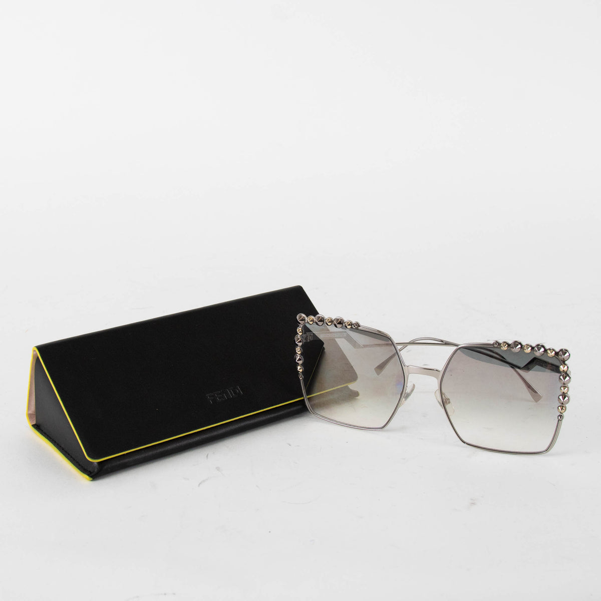 Fendi Silver Square Sunglasses with Diamante Trim