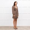 Sandro Brown Flower Print Long Sleeve Dress