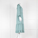 Cefinn Green Houndstooth Loretta Dress with Tiered Skirt