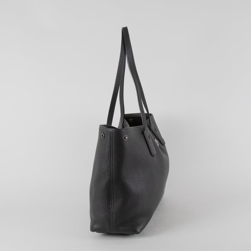 Longchamp Le Roseau Essential Black Grained Leather Tote Bag