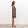 Sandro Brown Flower Print Long Sleeve Dress