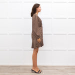 Sandro Brown Flower Print Long Sleeve Dress