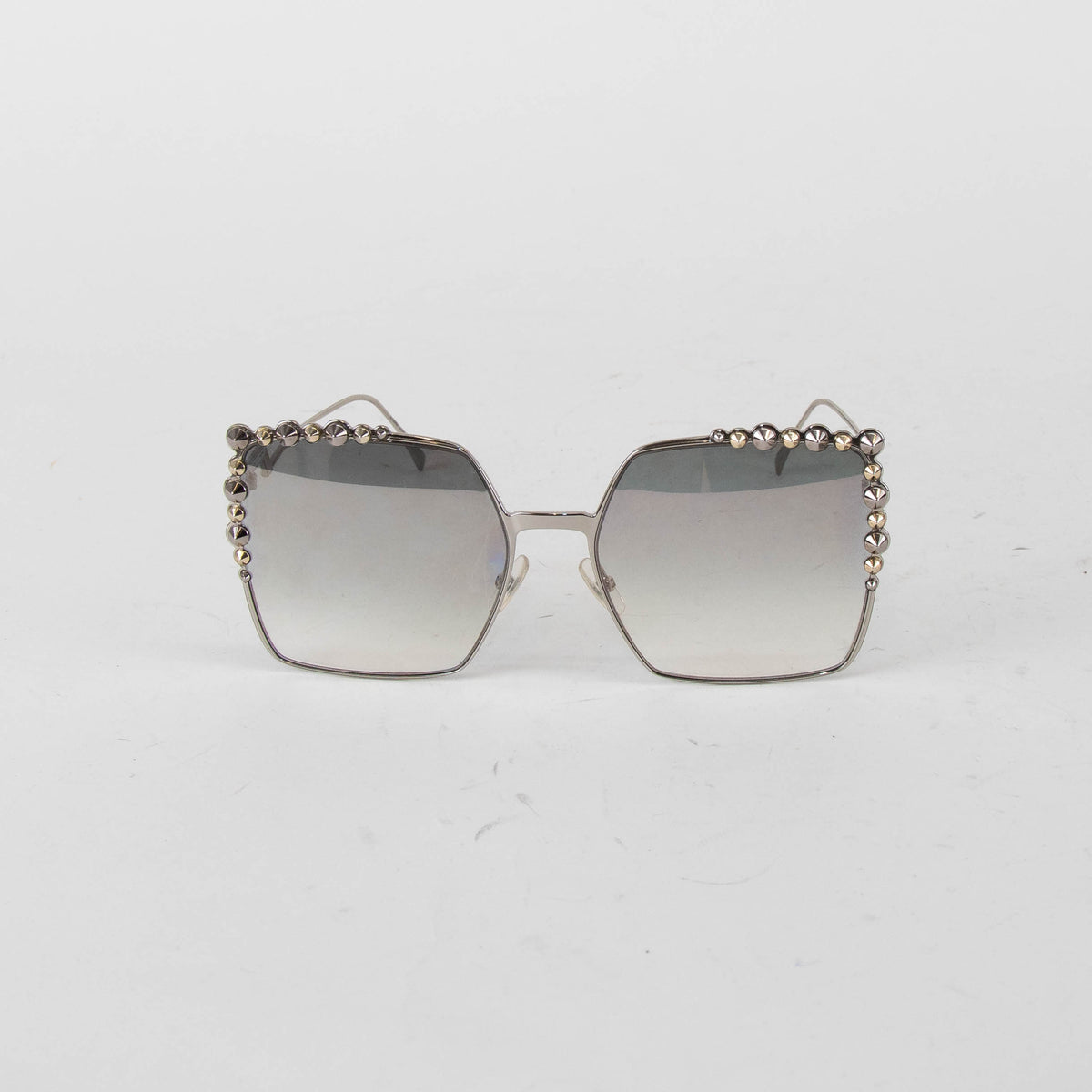 Fendi Silver Square Sunglasses with Diamante Trim