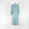 Cefinn Green Houndstooth Loretta Dress with Tiered Skirt