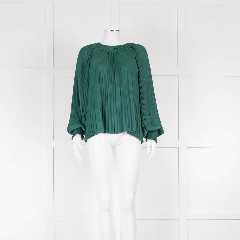 Ulla Johnson Forest Green Plisse Aidy Jadeite Blouse
