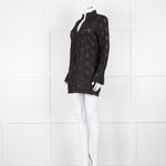 Tory Burch Black Embroidered Long Sleeve Kaftan