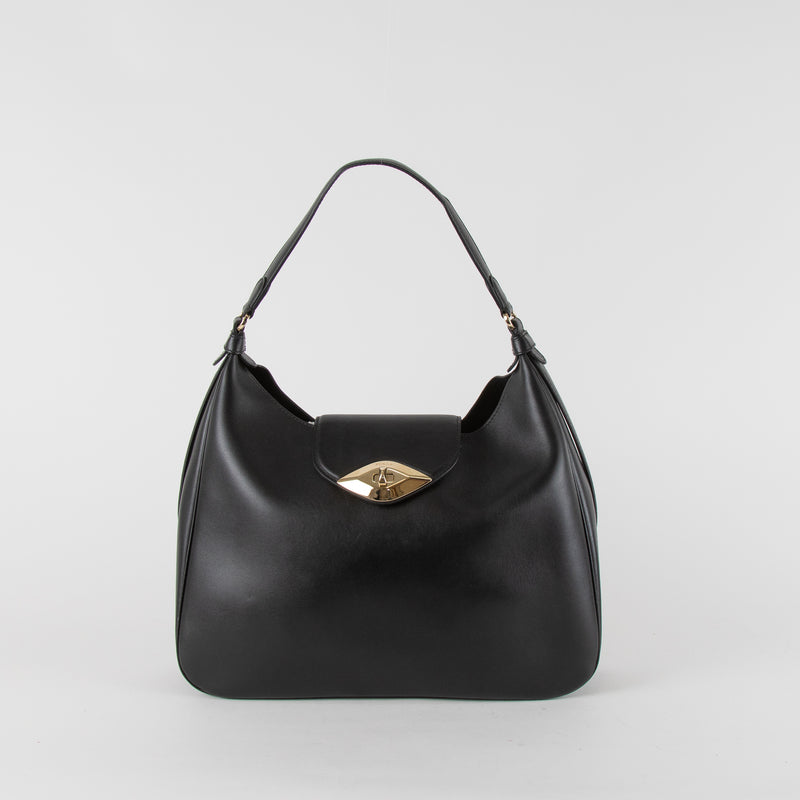 Furla Black Leather Eye Hobo Tote