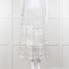 Farm Rio White Cotton Broderie Anglaise Midi Skirt
