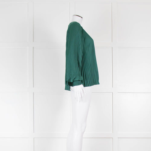 Ulla Johnson Forest Green Plisse Aidy Jadeite Blouse