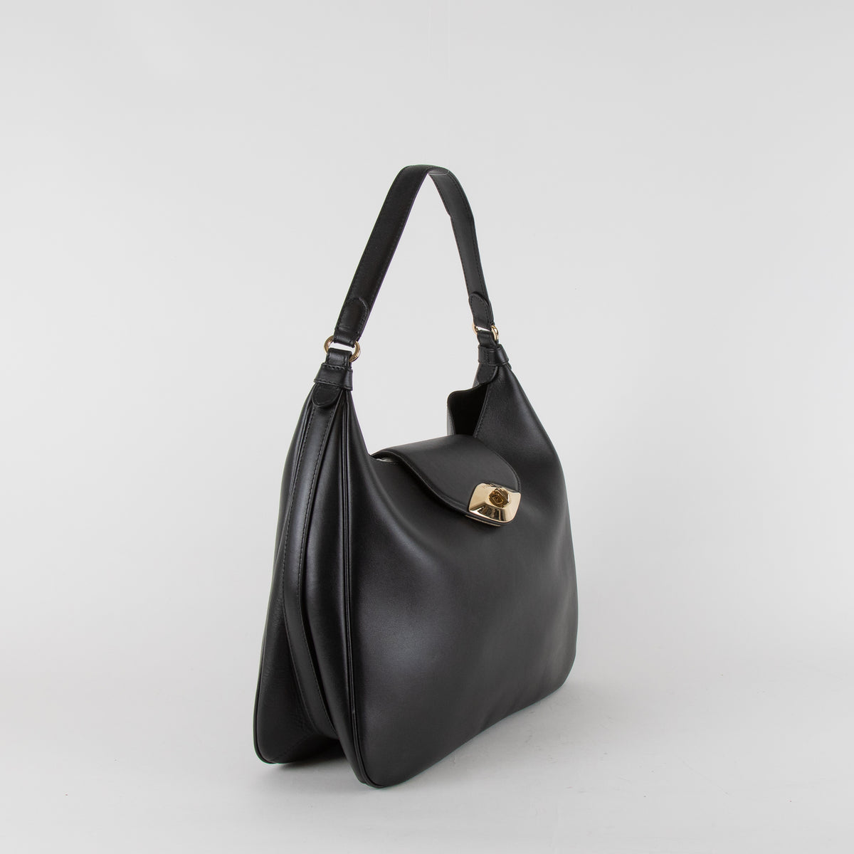 Furla Black Leather Eye Hobo Tote