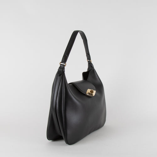 Furla Black Leather Eye Hobo Tote