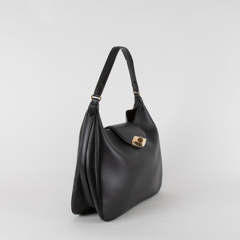 Furla Black Leather Eye Hobo Tote