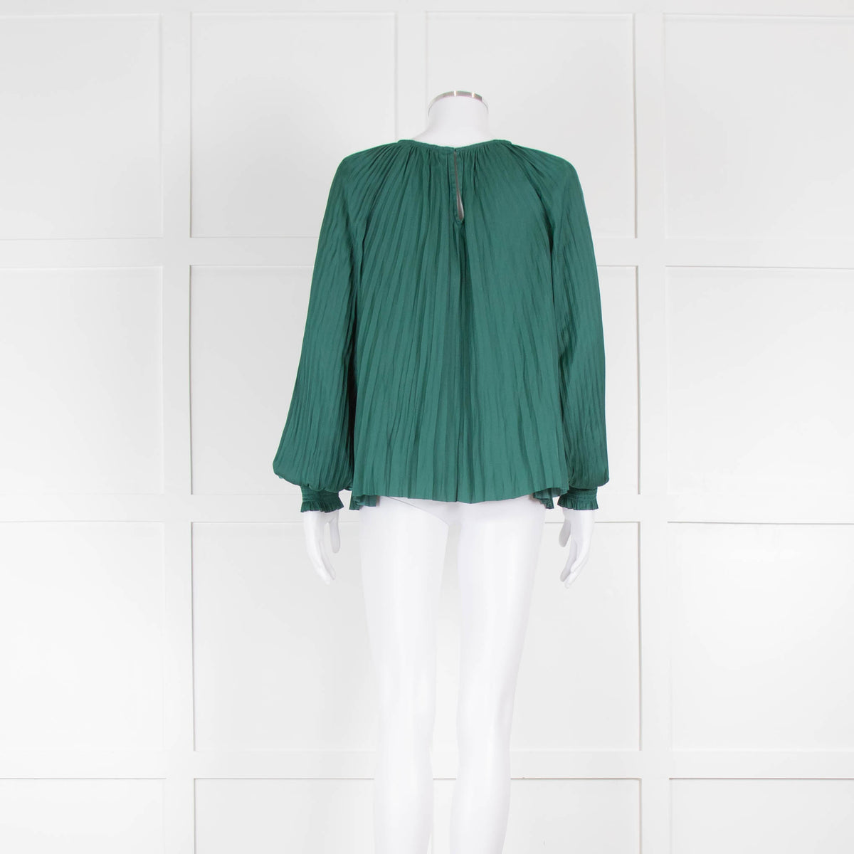 Ulla Johnson Forest Green Plisse Aidy Jadeite Blouse