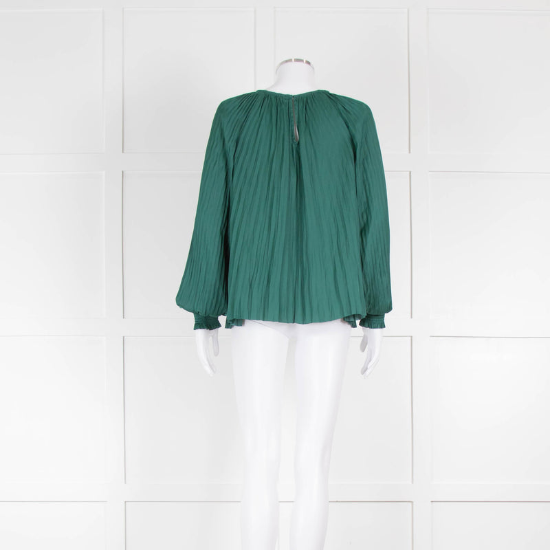 Ulla Johnson Forest Green Plisse Aidy Jadeite Blouse