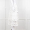 Farm Rio White Cotton Broderie Anglaise Midi Skirt