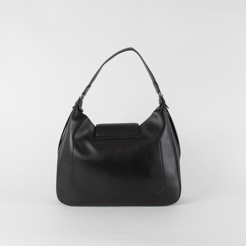 Furla Black Leather Eye Hobo Tote